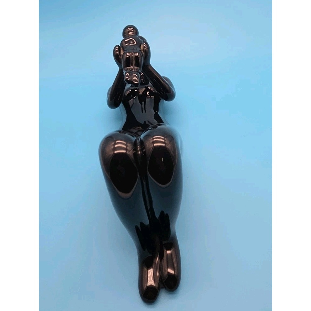 Vintage 90s Mother Mom and Child Baby Sculpture Abstract Art Deco Black - Picture 6 of 8